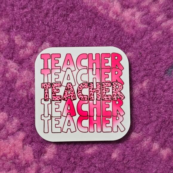 Teacher Pink Handmade Square Refrigerator Magnet - Picture 3 of 3